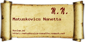 Matuskovics Nanetta névjegykártya